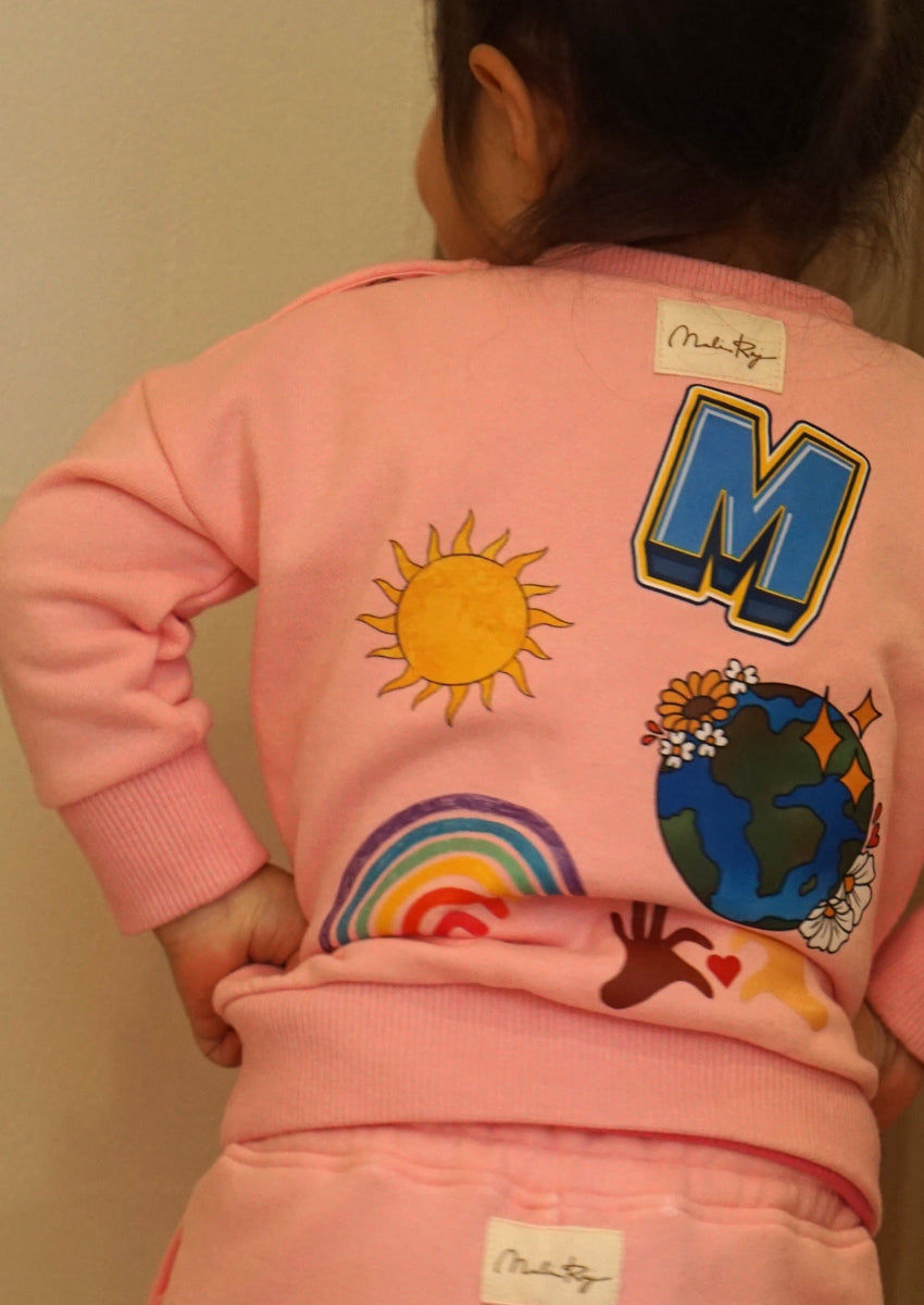 BACK DESING KIDS SWEAT SHIRT - PINK – MALI RAJ