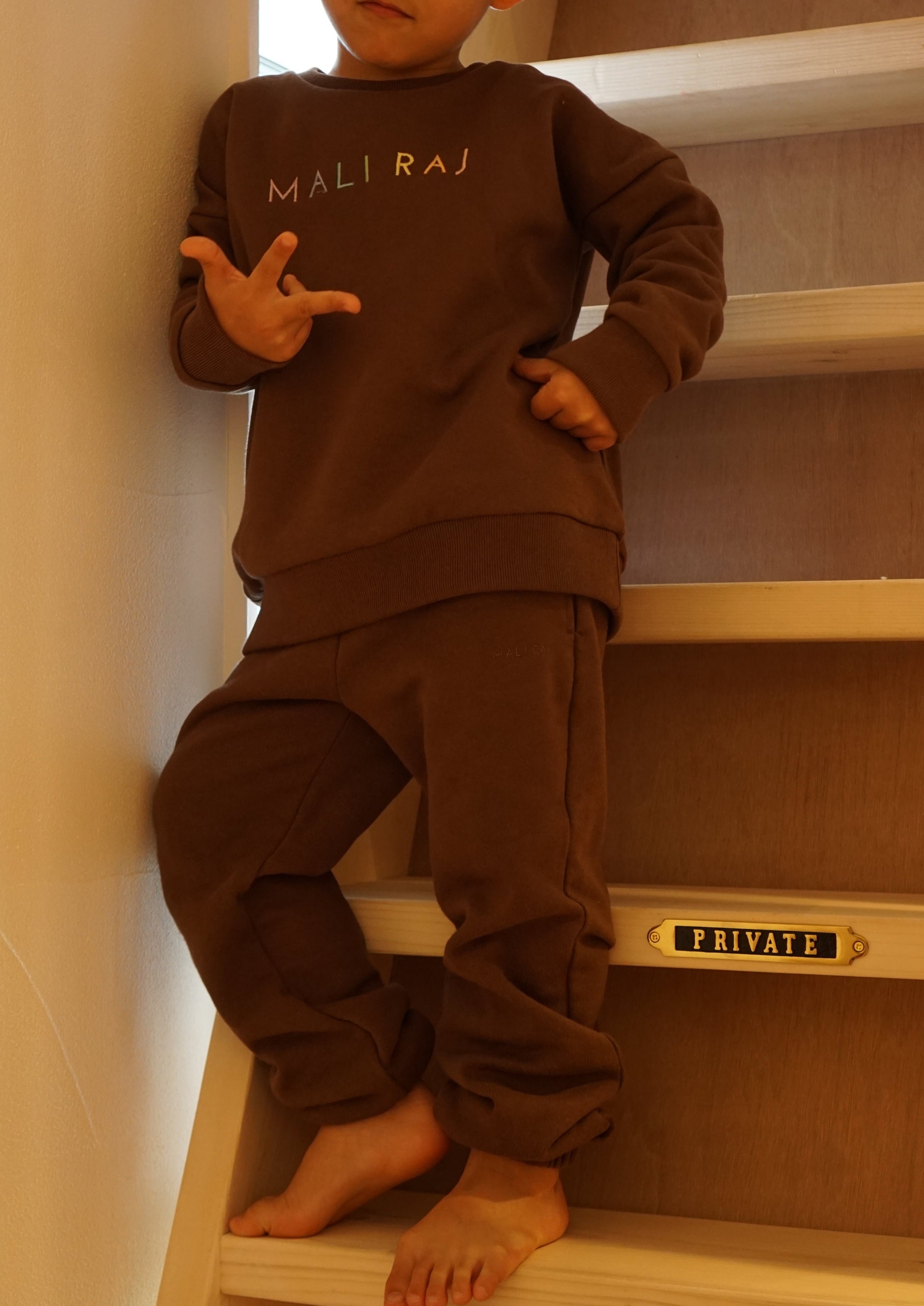 BACK DESING KIDS SWEAT SHIRT - BROWN – MALI RAJ